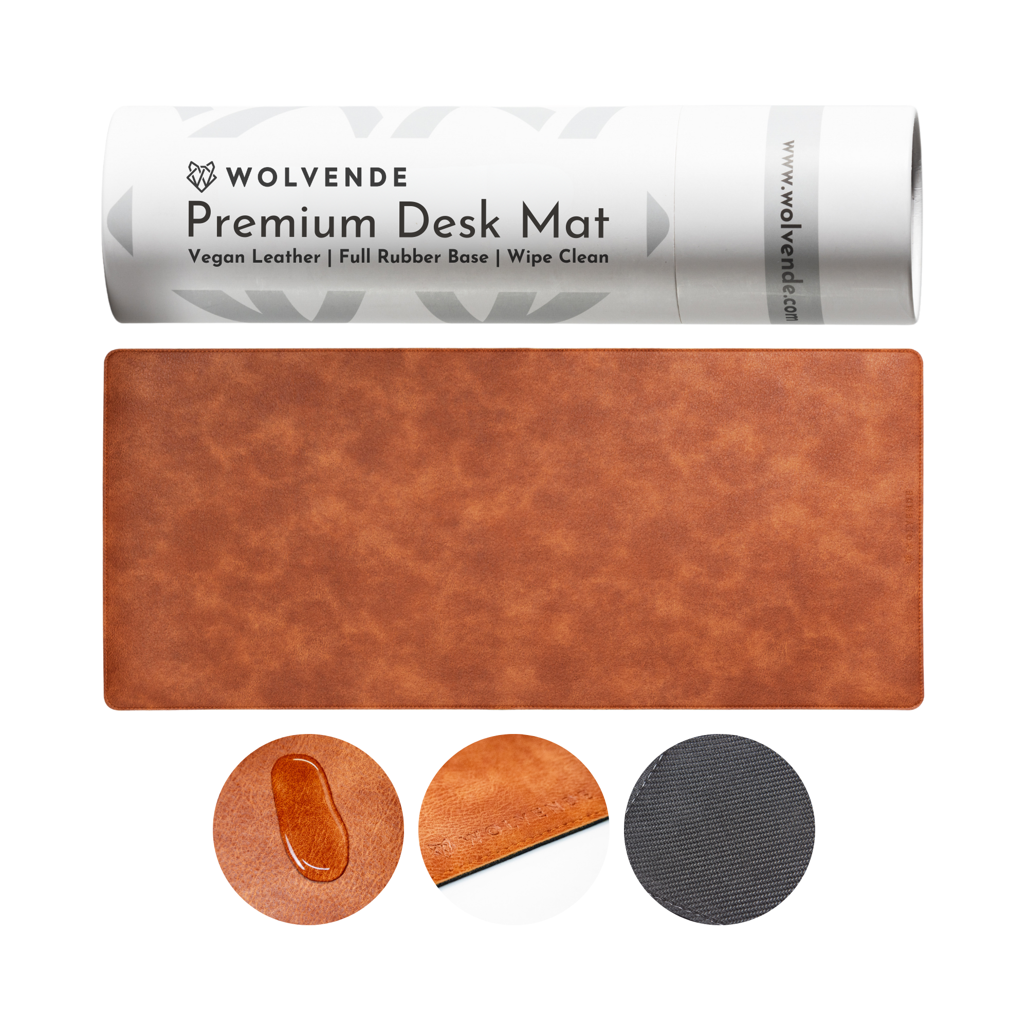 Premium Vegan Leather Desk Mat Tan Brown
