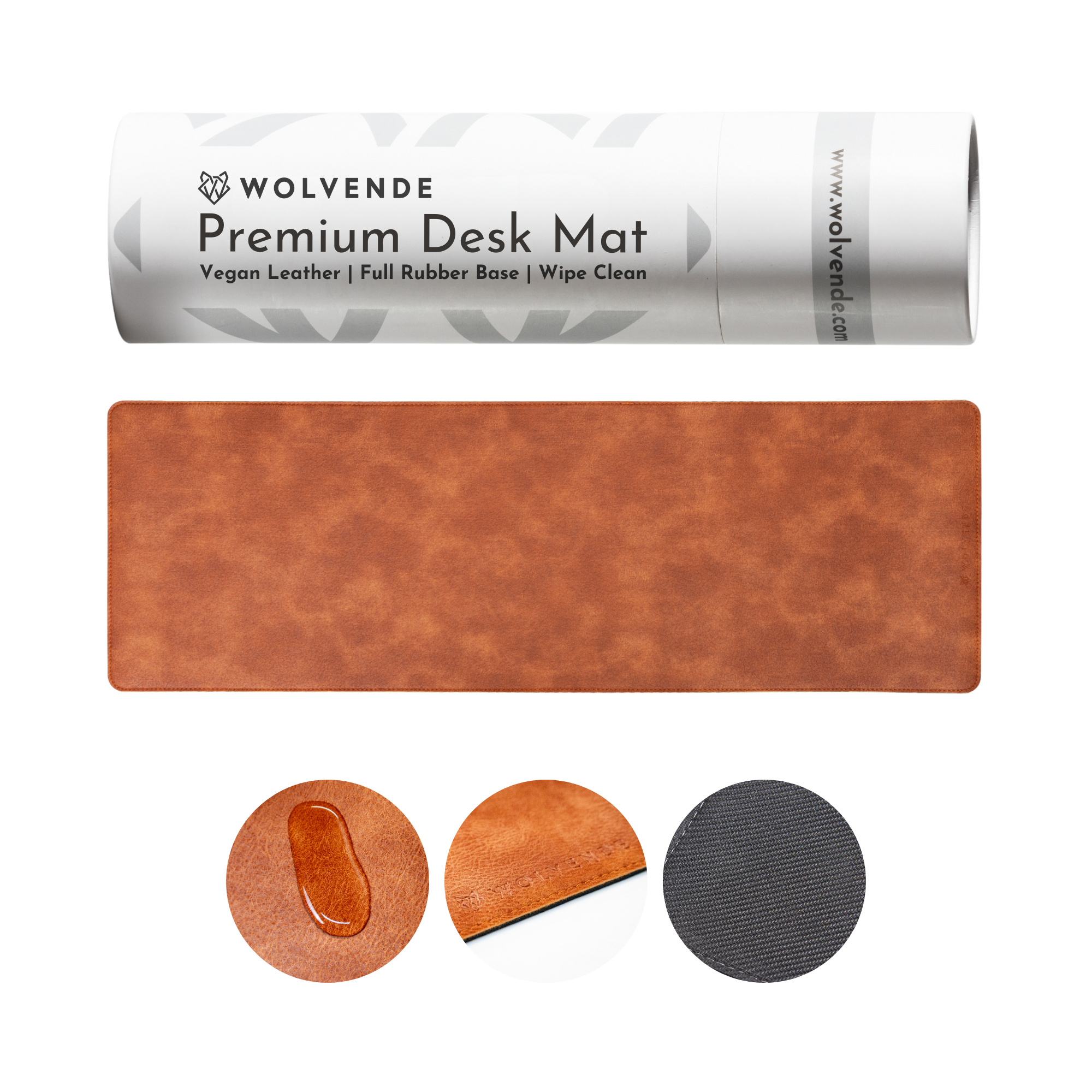 Premium Vegan Leather Desk Mat Tan Brown
