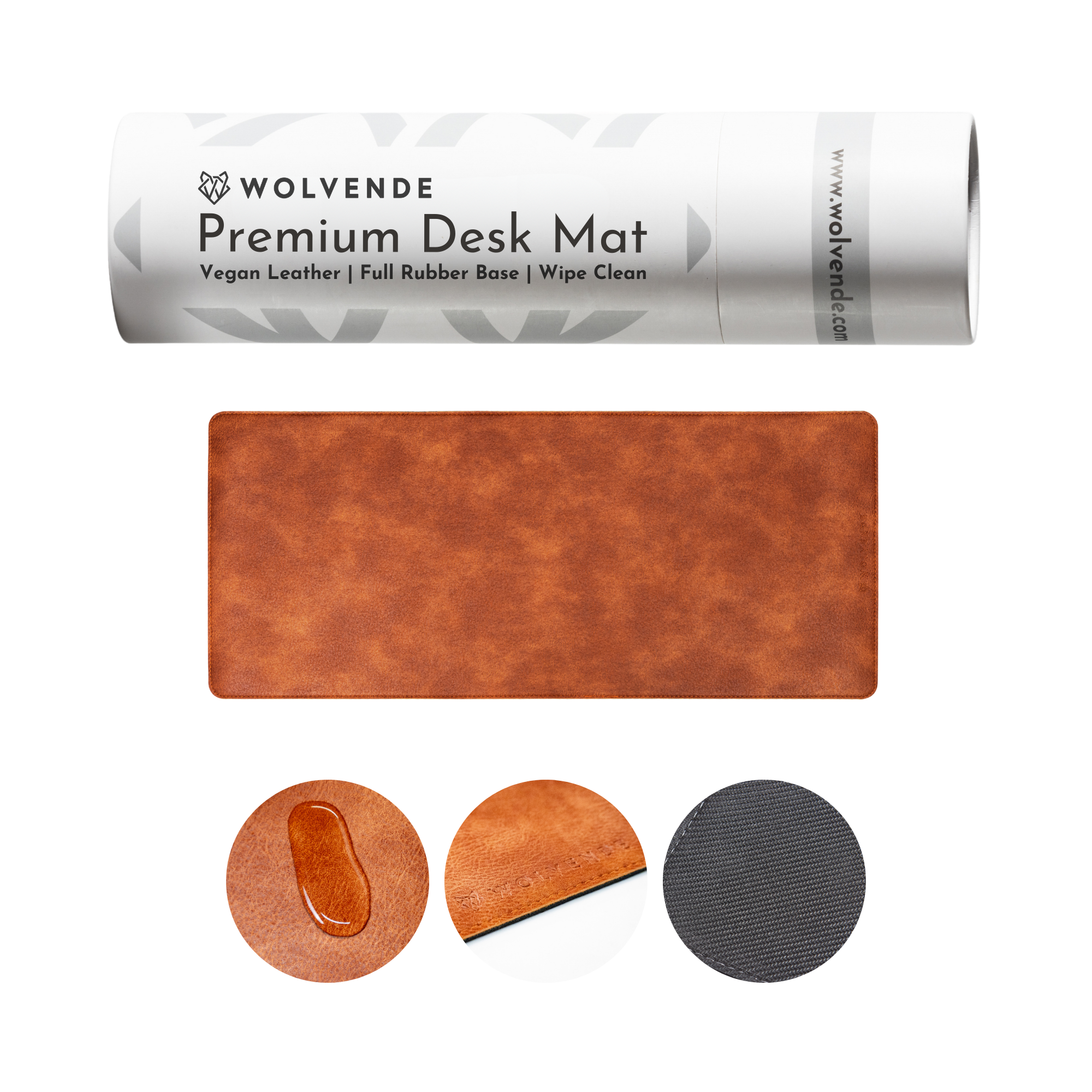 Premium Vegan Leather Desk Mat Tan Brown