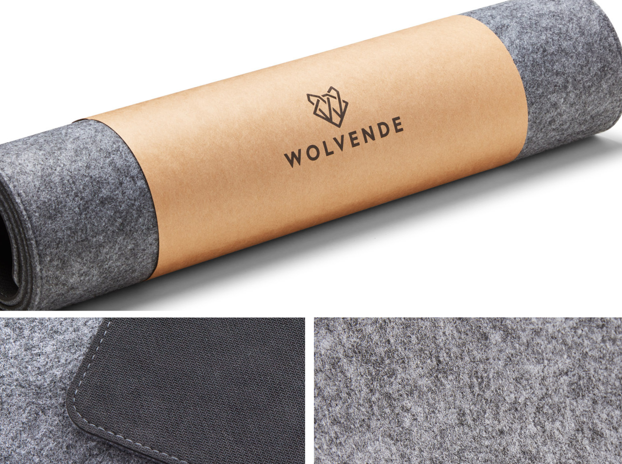 Premium Felt Desk Mat Medium Grey