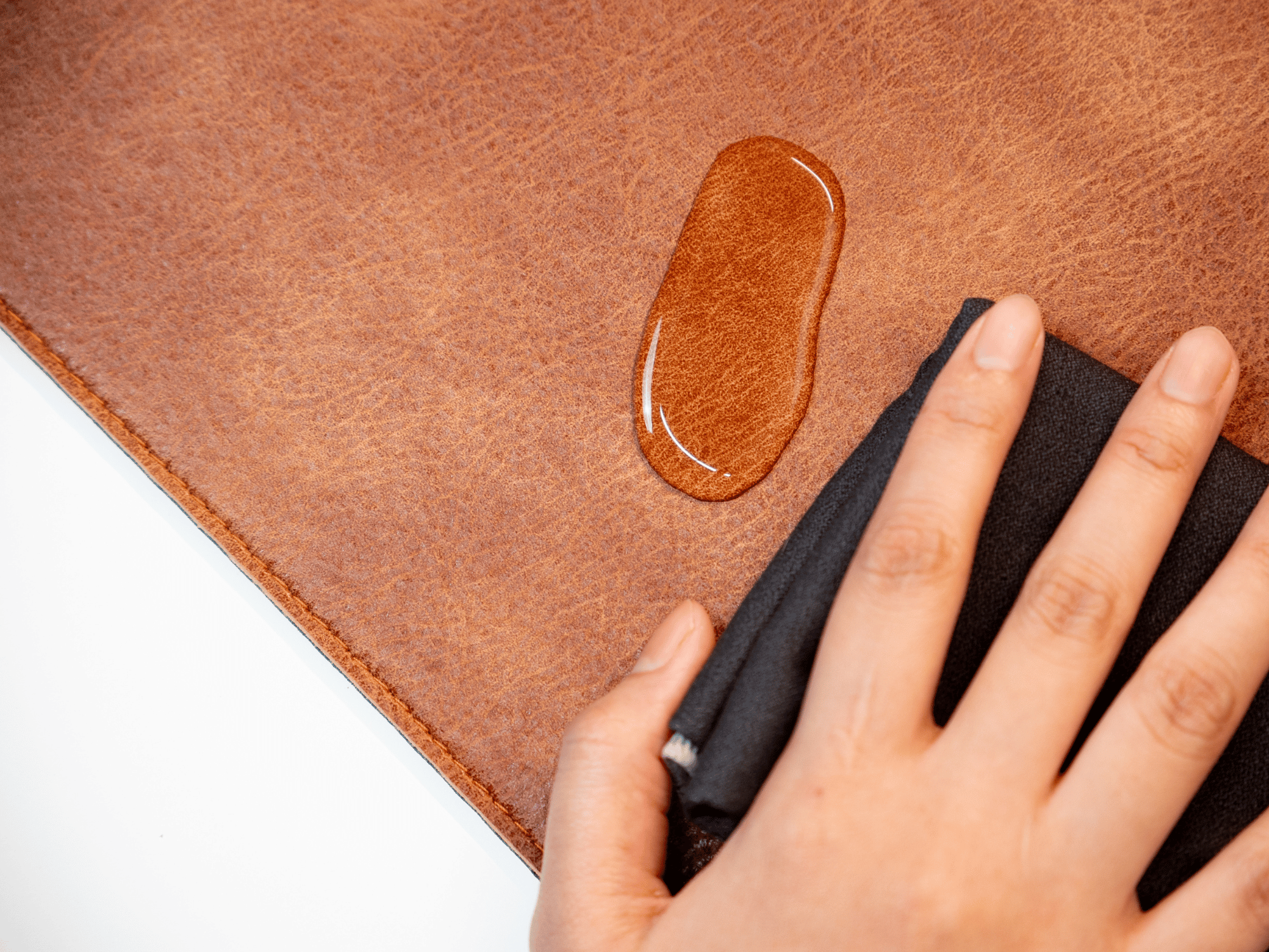 Premium Vegan Leather Desk Mat Tan Brown