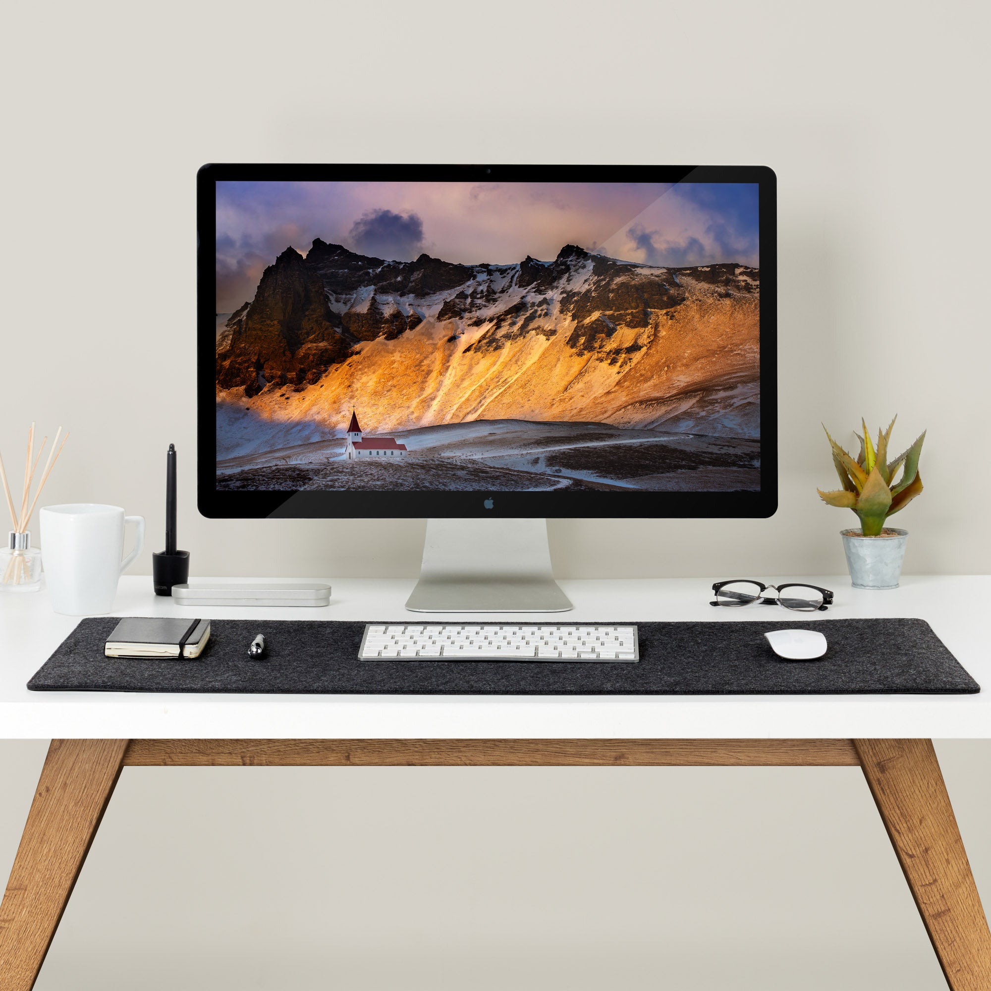 Premium Felt Desk Mat Dark Grey