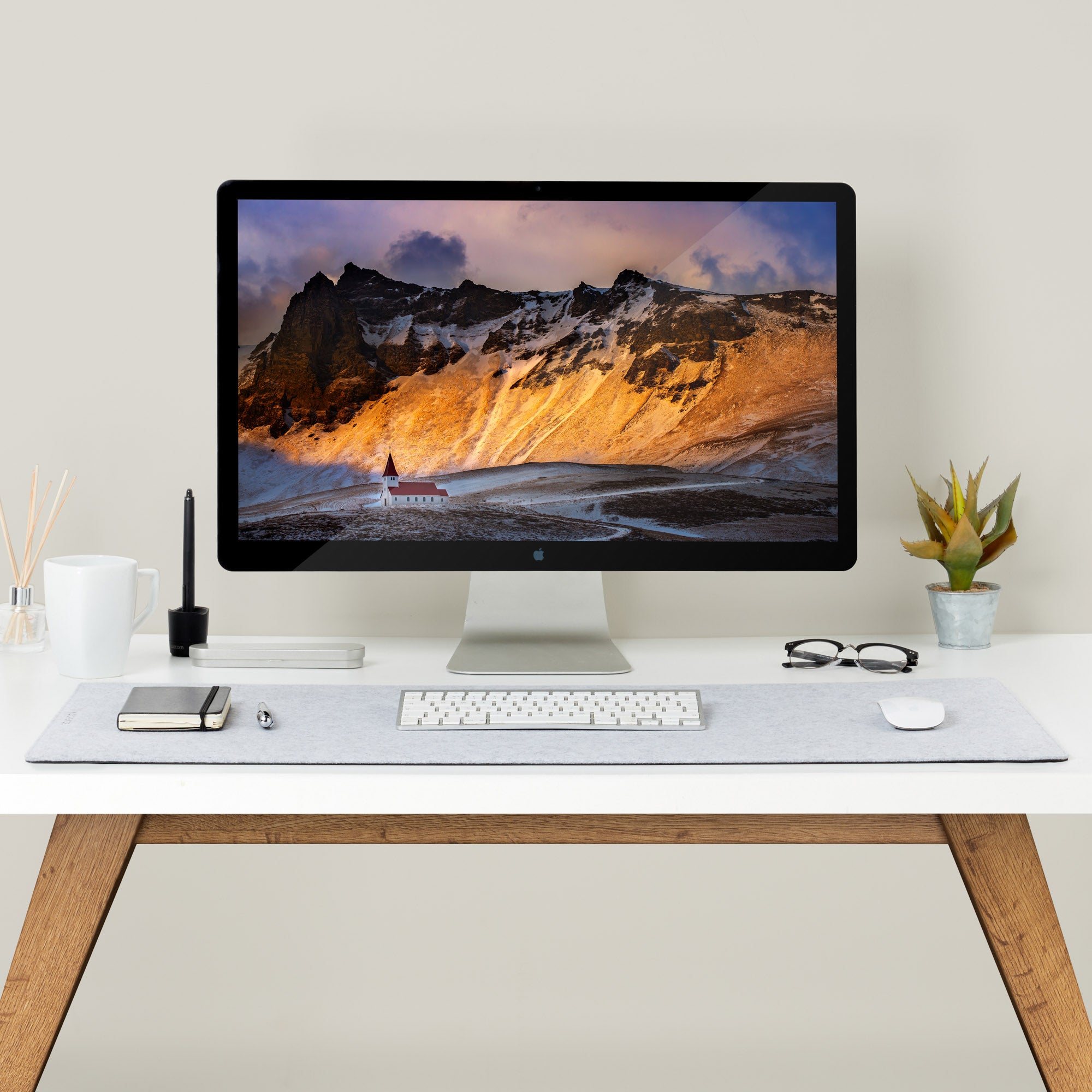 Premium Felt Desk Mat Light Grey