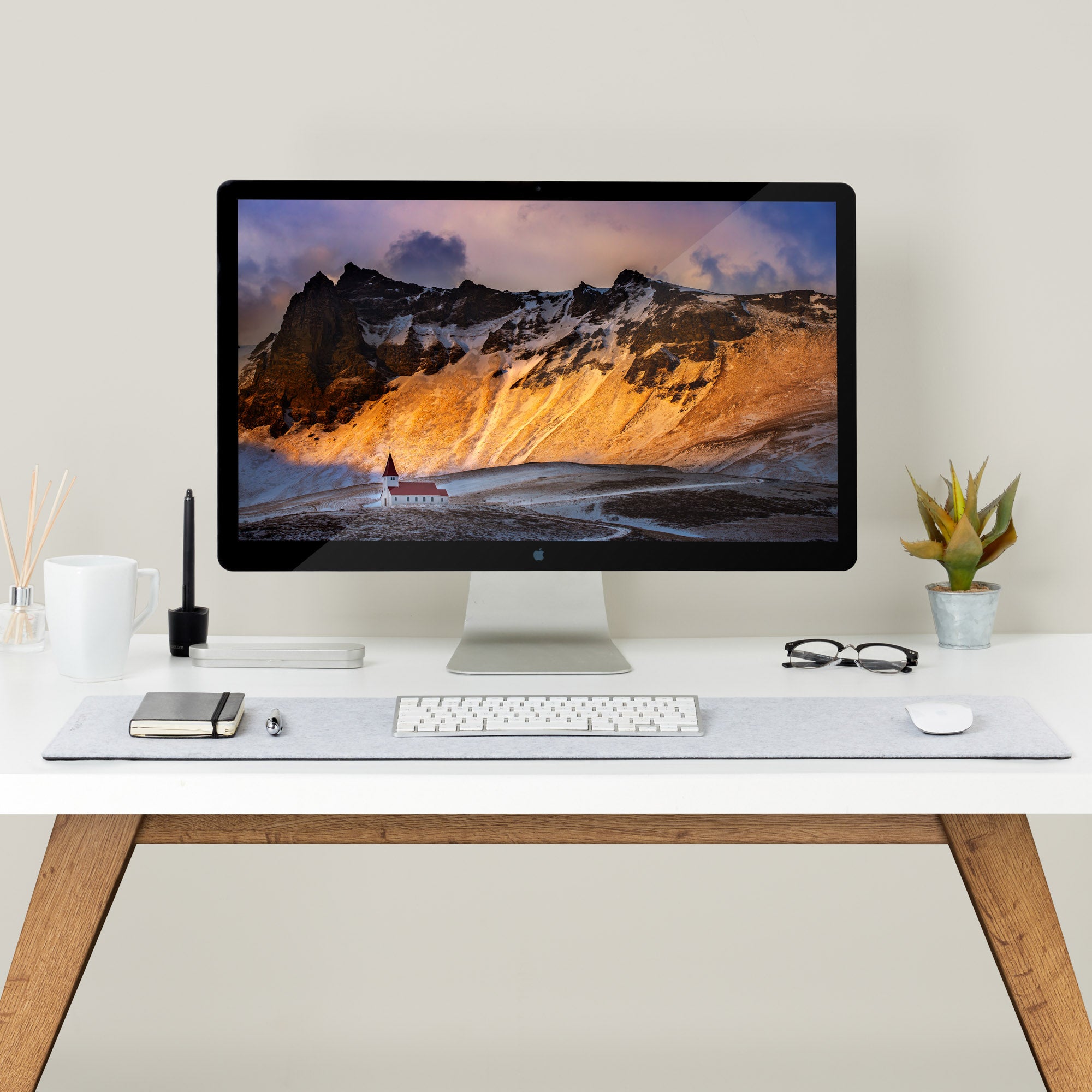 Premium Felt Desk Mat Light Grey