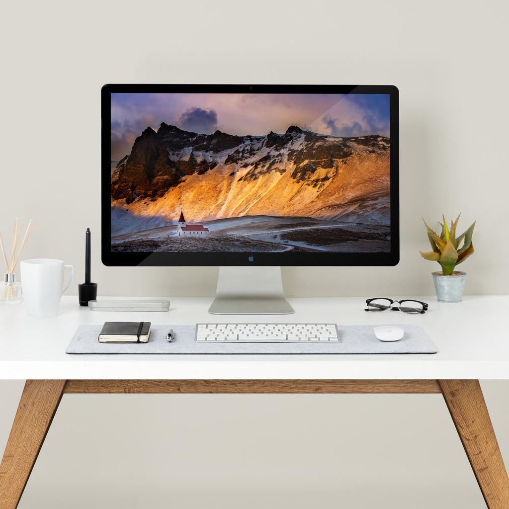Premium Felt Desk Mat Light Grey