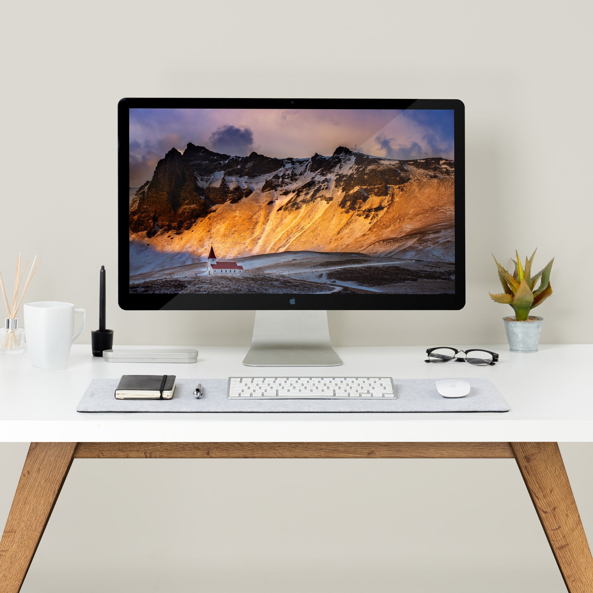 Premium Felt Desk Mat Light Grey