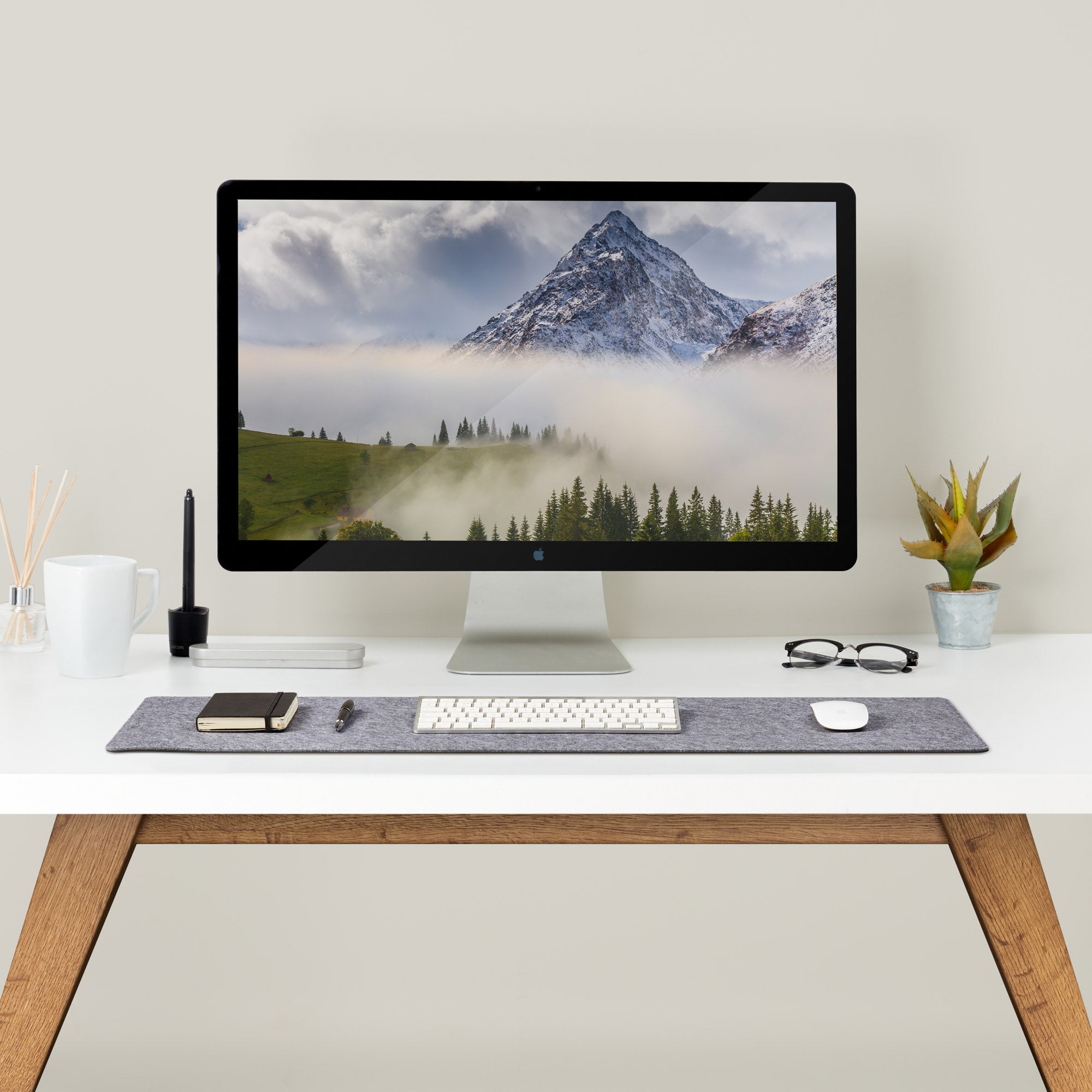Premium Felt Desk Mat Medium Grey