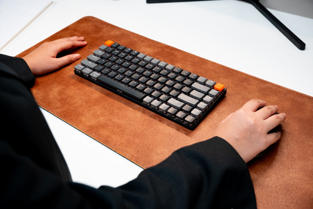 Premium Vegan Leather Desk Mat Tan Brown