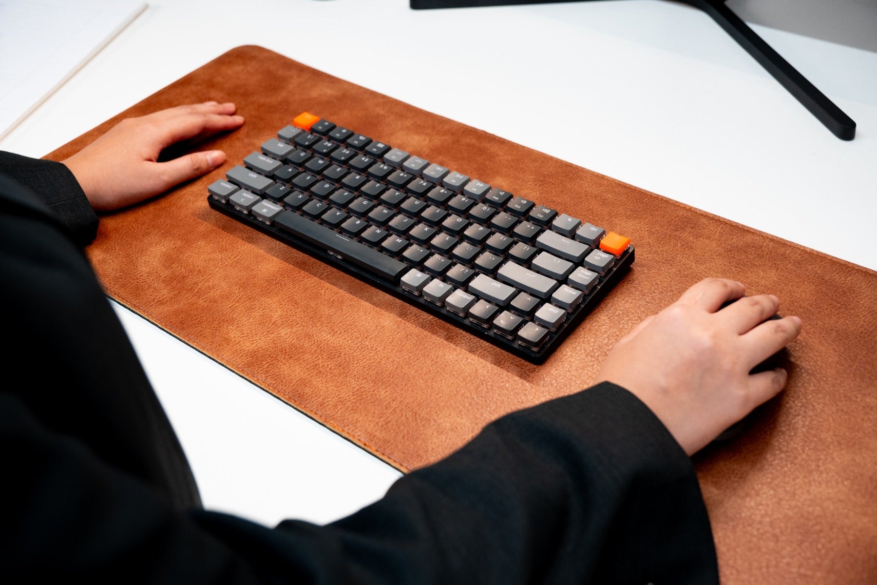 Premium Vegan Leather Desk Mat Tan Brown