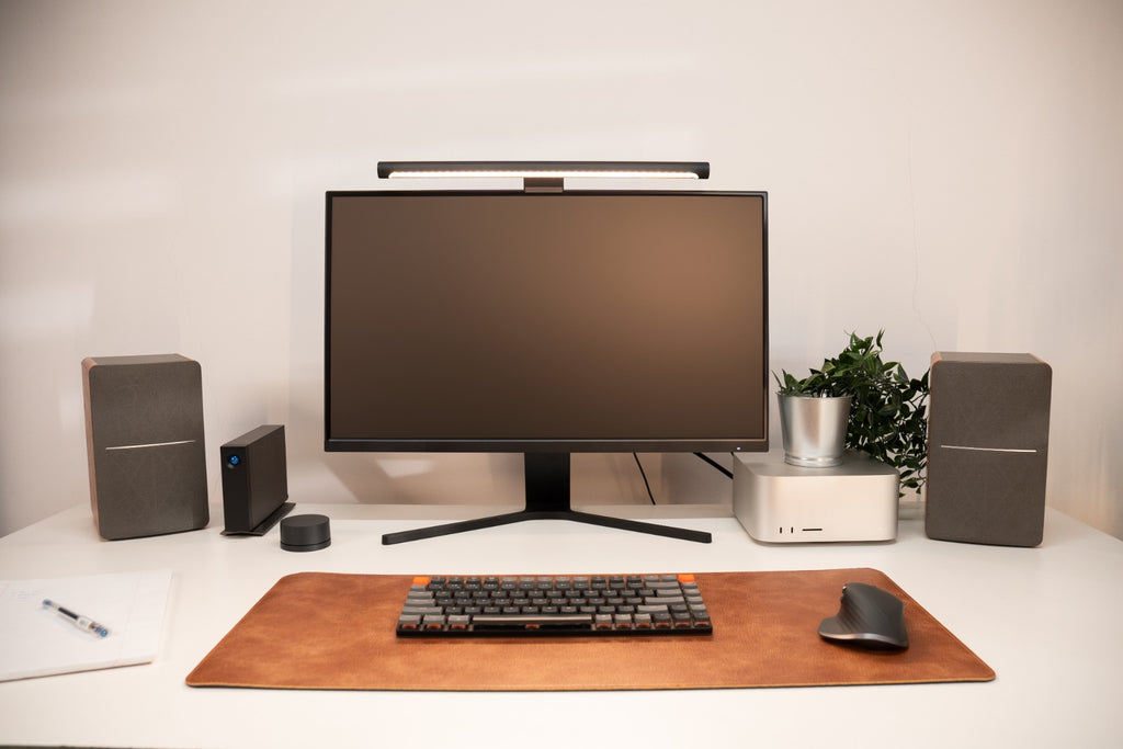 Premium Vegan Leather Desk Mat Tan Brown