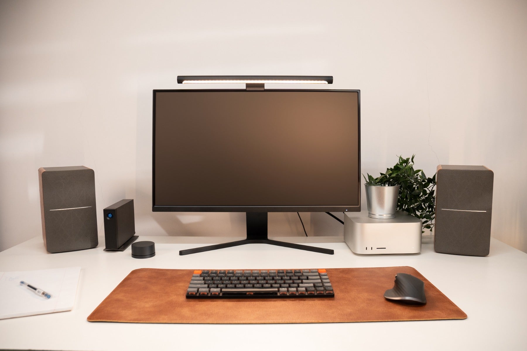 Premium Vegan Leather Desk Mat Tan Brown