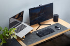 Premium Vegan Leather Desk Mat Black Grey
