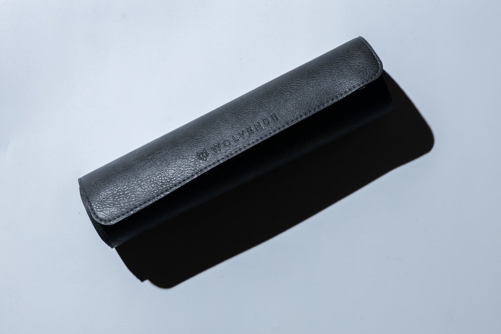 Premium Vegan Leather Desk Mat Black Grey