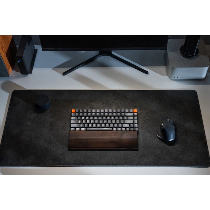 Premium Faux Leather Desk Mat -Black/Grey