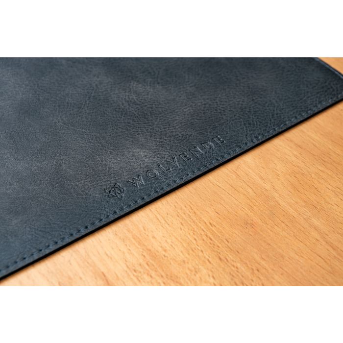 Premium Faux Leather Desk Mat -Black/Grey